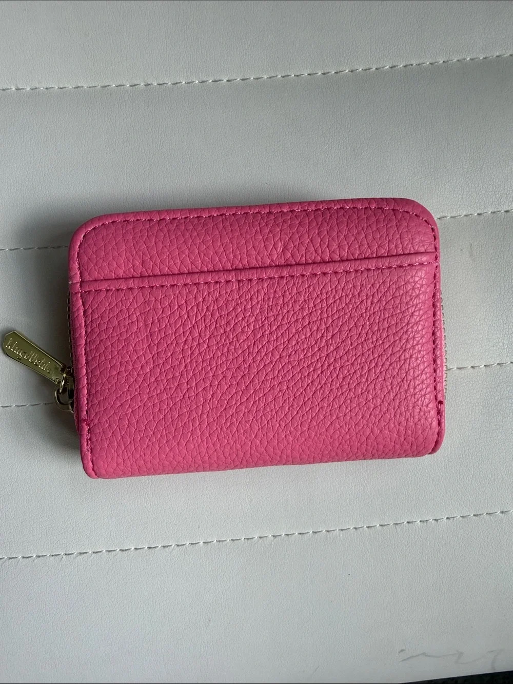 Pink Leather Zip Card Holder